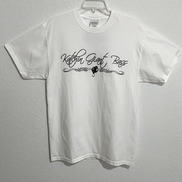 Katchin Giant Bass White Graphic Short Sleeve T Shirt - Picture 1 of 14